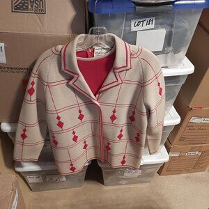 NEW ! Vintage Riviera International WMN Wool Jacket & Vest Set MultiColor Sz 14